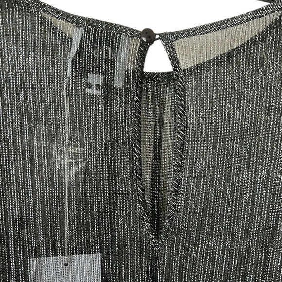 NWT Misa Los Angeles Black Silver Sheer Bodice Ruffled L/S Mini Dress Small - Picture 4 of 10